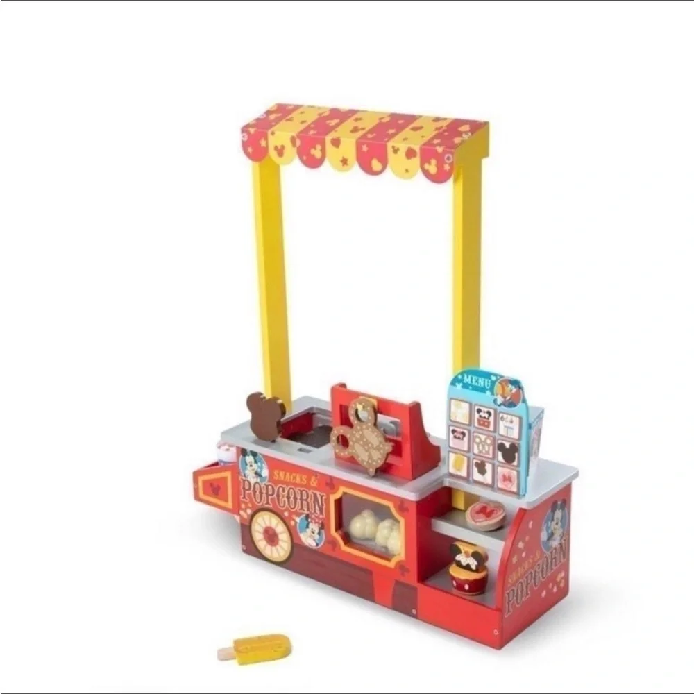 Melissa & Doug Disney Snacks & Popcorn Wooden Play Food Counter – 33pc